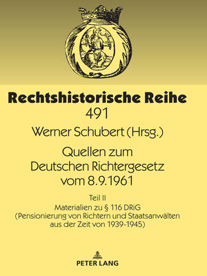 cover image of Quellen zum Deutschen Richtergesetz vom 8.9.1961